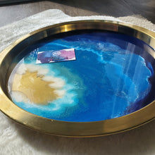 Load image into Gallery viewer, Moody Ocean Golden Serving Tray