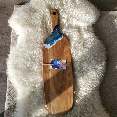 Moody Ocean Resin Acacia Cheese Board Paddle Board